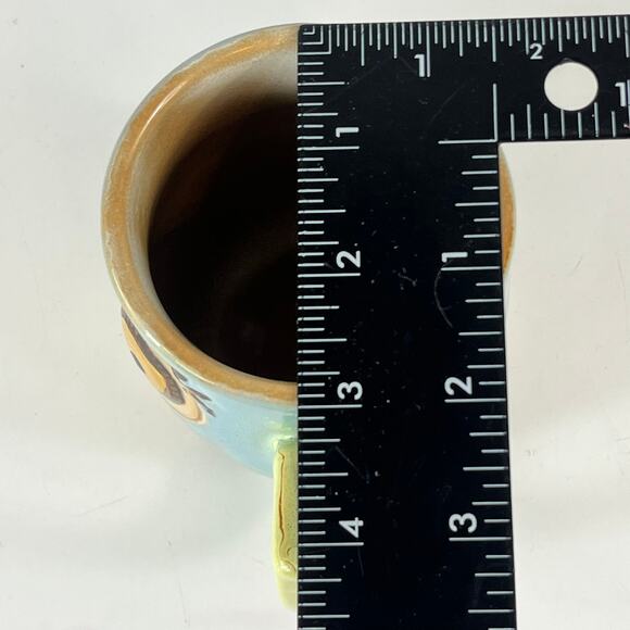 Gibson Owl Coffee Mug Hand Painted Blue Green Bird Stoneware Glaze Character Tea - Picture 15 of 16